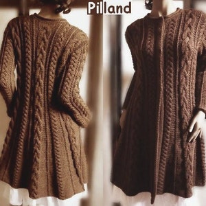 Sweater Coat knitting pattern PDF Cable knit A line coat, Instant Download pattern in ENGLISH ONLY image 5