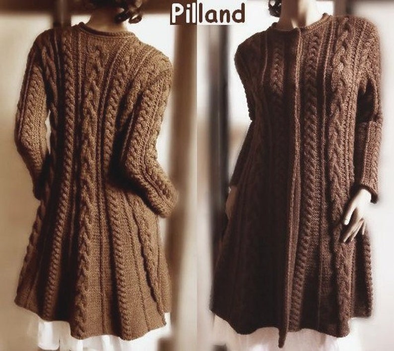 Sweater Coat knitting pattern PDF Cable knit A line coat, Instant Download pattern in ENGLISH ONLY image 5