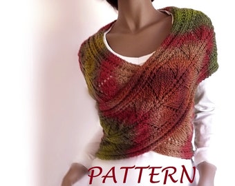 PDF Knitting Pattern: Multicolored Leaf Sweater Vest, Easy Knit (Digital Download)