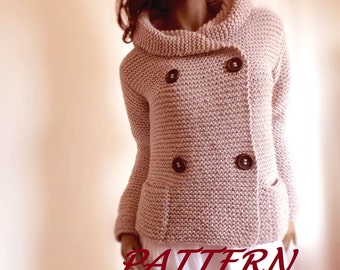 Knitting Pattern Hooded Womens Jacket Sweater Easy Knit Digital PDF Pattern in ENGLISH