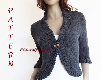 Knitting Pattern: Women's Ruffled Bolero Cardigan (PDF Download)