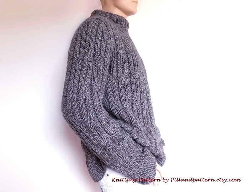 Men sweater Cable knit pullover knitting pattern PDF pattern Instant Download Pattern available in ENGLISH image 5