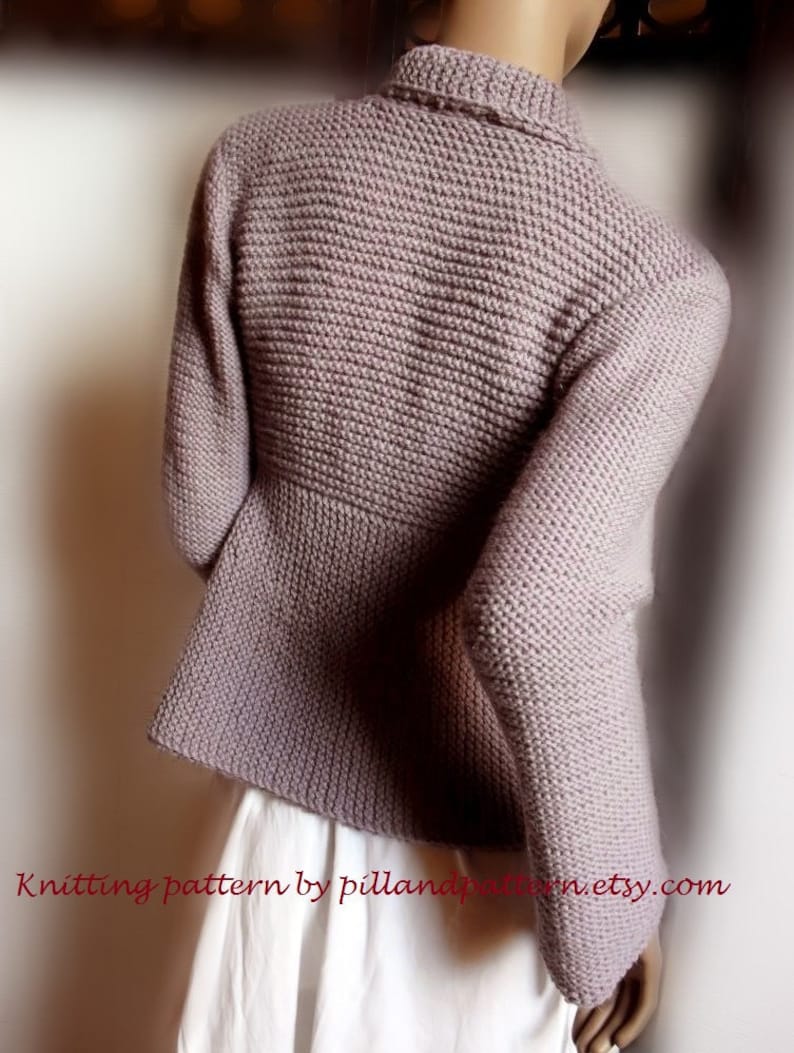 Blazer jacket Sweater PDF knitting pattern Womens cardigan Easy Knit instant download Pattern available Only in ENGLISH image 3