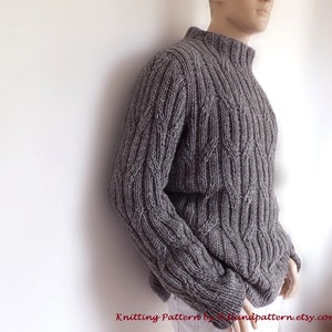 Men sweater Cable knit pullover knitting pattern PDF pattern Instant Download Pattern available in ENGLISH image 4