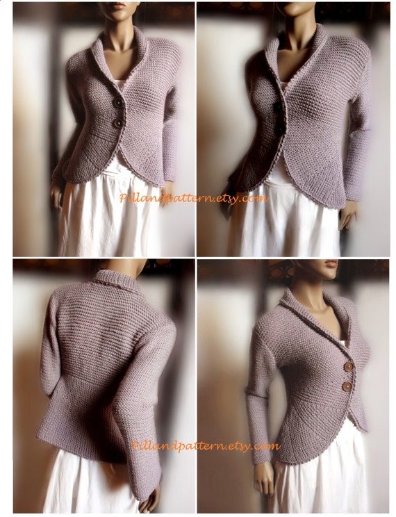 Women's Blazer Jacket Knitting Pattern Knit Buttoned Cardigan