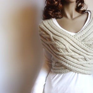 Cable knit Sweater Vest Cowl PDF pattern Crossed scarf sweater knitting Pattern  in ENGLISH ONLY