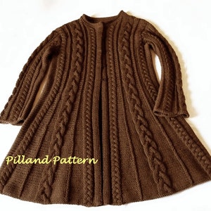 Sweater Coat knitting pattern PDF Cable knit A line coat, Instant Download pattern in ENGLISH ONLY image 2