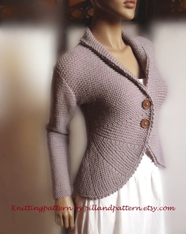 Blazer jacket Sweater PDF knitting pattern Womens cardigan Easy Knit instant download Pattern available Only in ENGLISH image 4