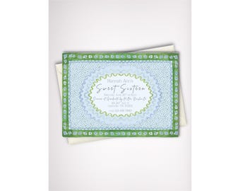 Sweet 16 Birthday Party Invitation, Green Watercolor, Editable Template (Instant Digital Download) #BDINV-0006