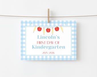 First Day/Last Day of School Sign, Apple and Pencil Garland, Editable Template (Instant Digital Download) #B2S-0006