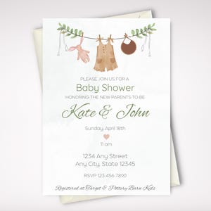 Clothesline Baby Shower Invitation, Editable Template (Digital Download)