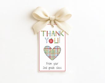 Teacher Thank You Gift Tag Template, Editable (Instant Digital Download) TYTAG-0002