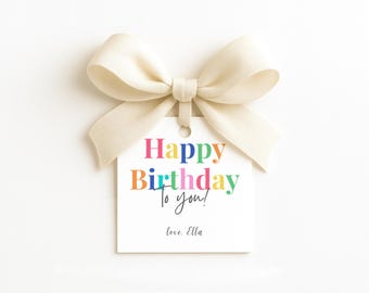 Printable Happy Birthday Gift Tag Template, Editable (Instant Digital Download) #BDTAG-0004
