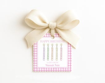 Printable Happy Birthday Gift Tag Template, Watercolor Birthday Candles, Editable (Instant Digital Download) #BDTAG-0009