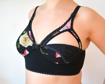 NEW! Breastfeeding bra, Nursing bra, maternity bra, unpadded et unwired, lace, women underwear, babyshower gift, large straps, bamboo lined