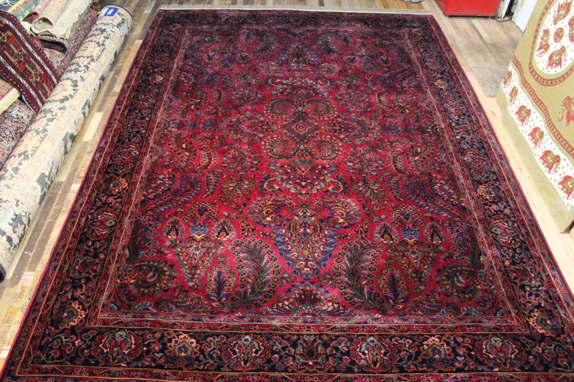 9x12 Rug Karastan Rug Vintage Red Sarouk Area Rug Beautiful Etsy