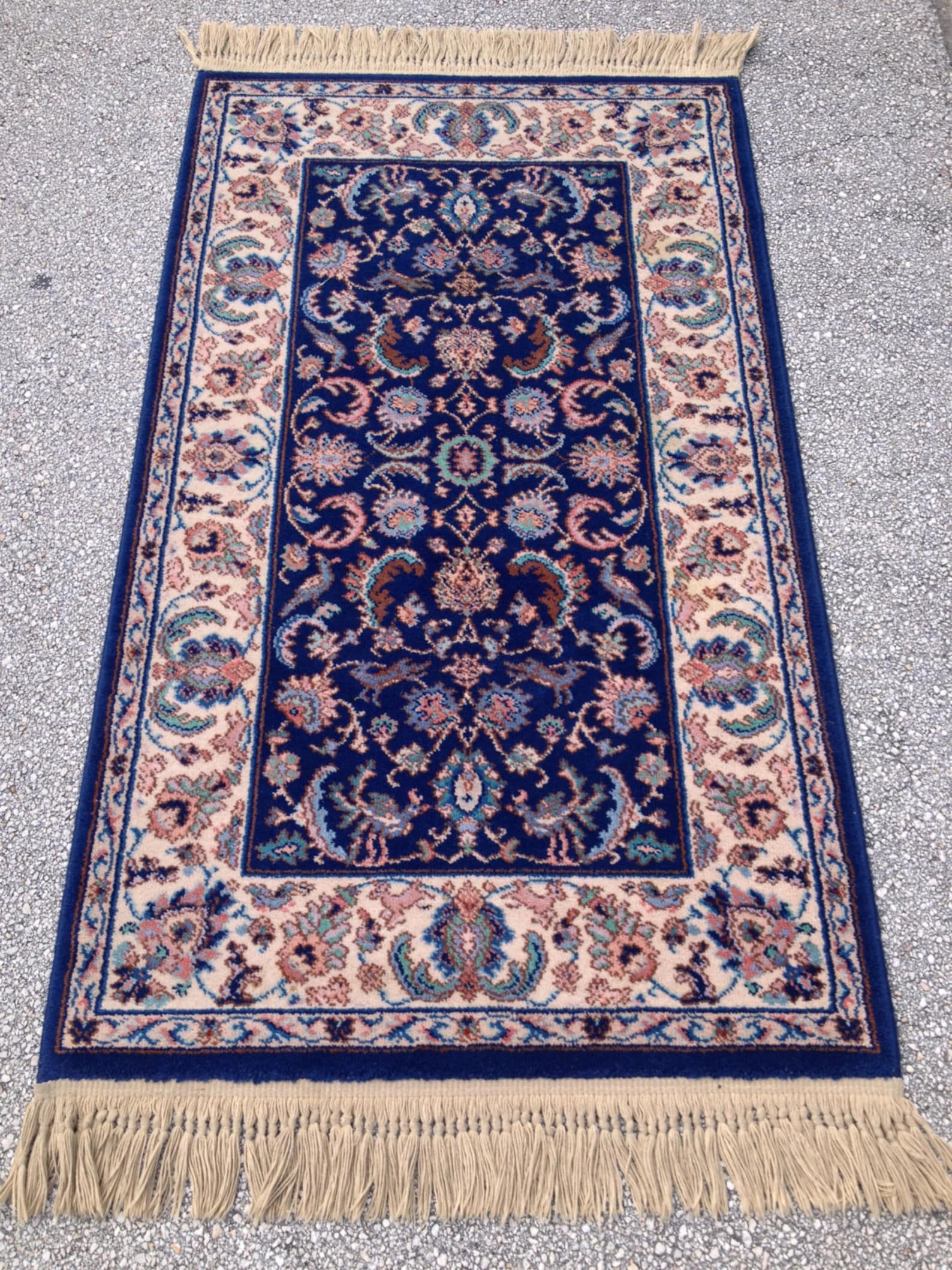 3x5 Rug Karastan Rug 747 Indigo Tabriz Blue /Ivory Etsy