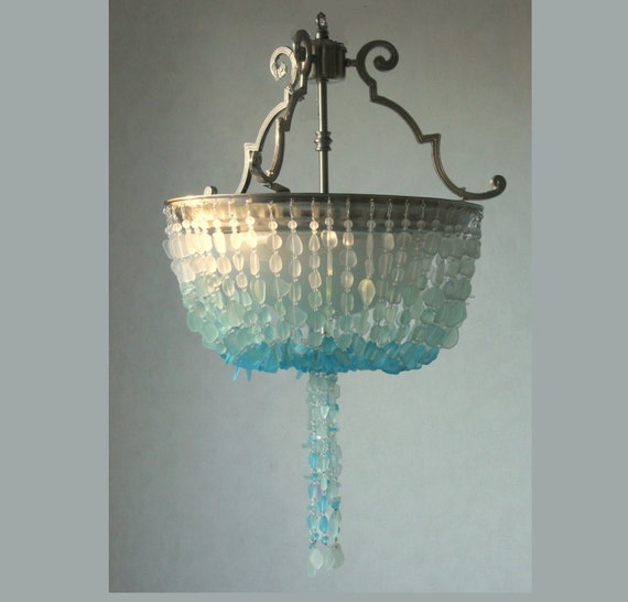 Sea Glass Chandelier Lighting Fixture Coastal Decor Blue Ombre Beach Glass | mysite Sea Glass Chandelier Lighting Fixture Coastal Decor Blue Ombre Beach Glass | mysite