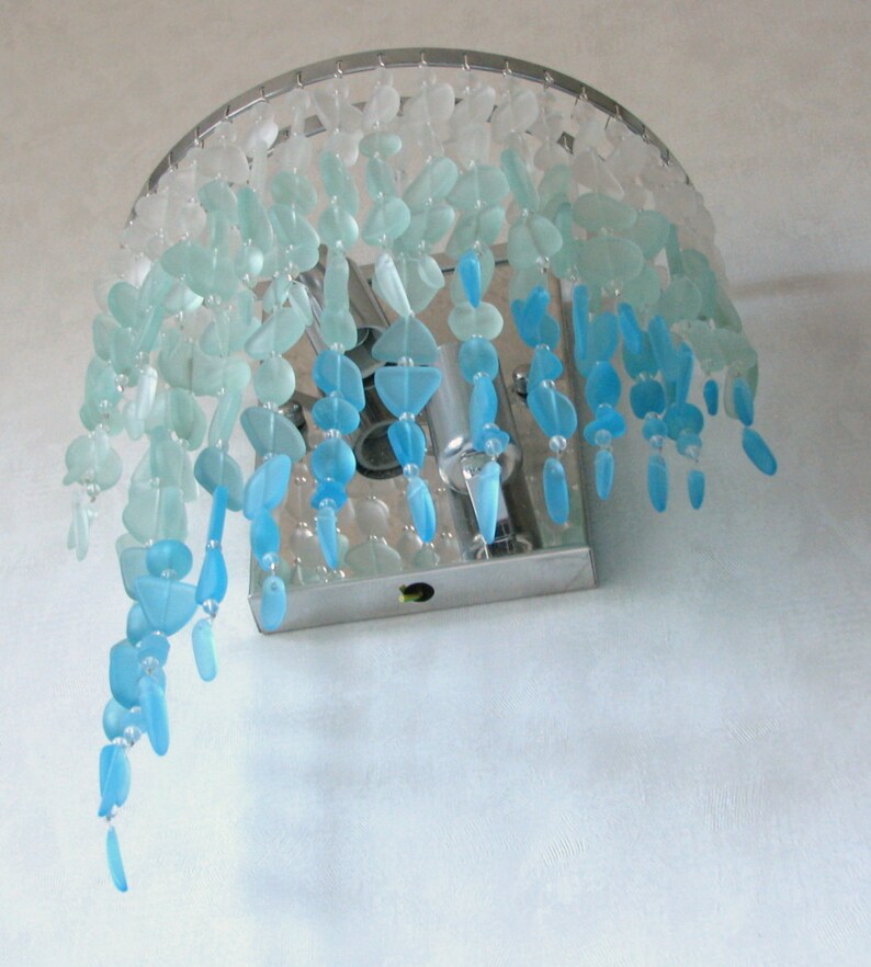 Sea Glass Wall Sconce Coastal Decor Beach Glass Sconce Wall Etsy