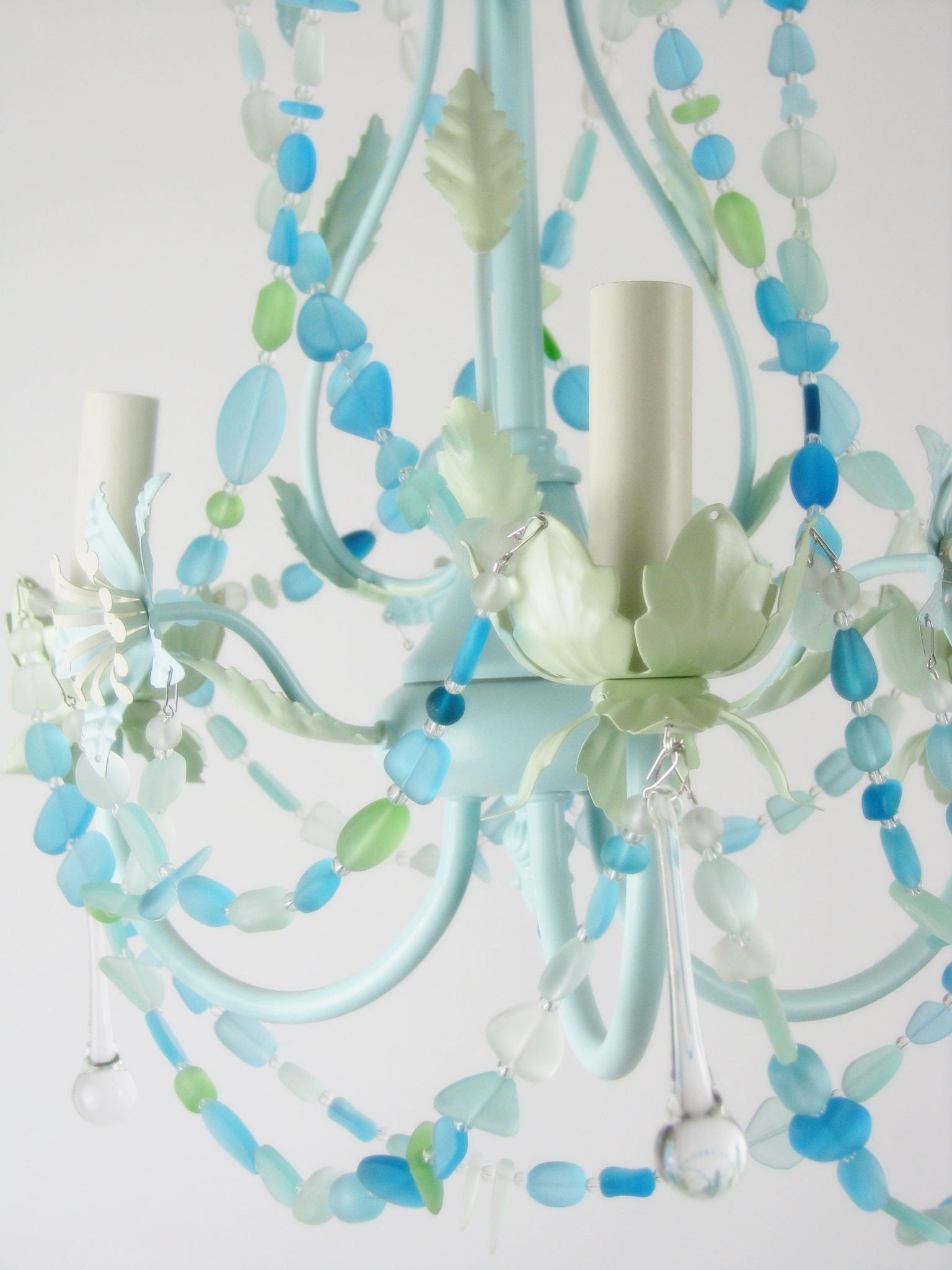 Sea Glass Lighting Fixture Chandelier Beach Cottage Chic | Etsy