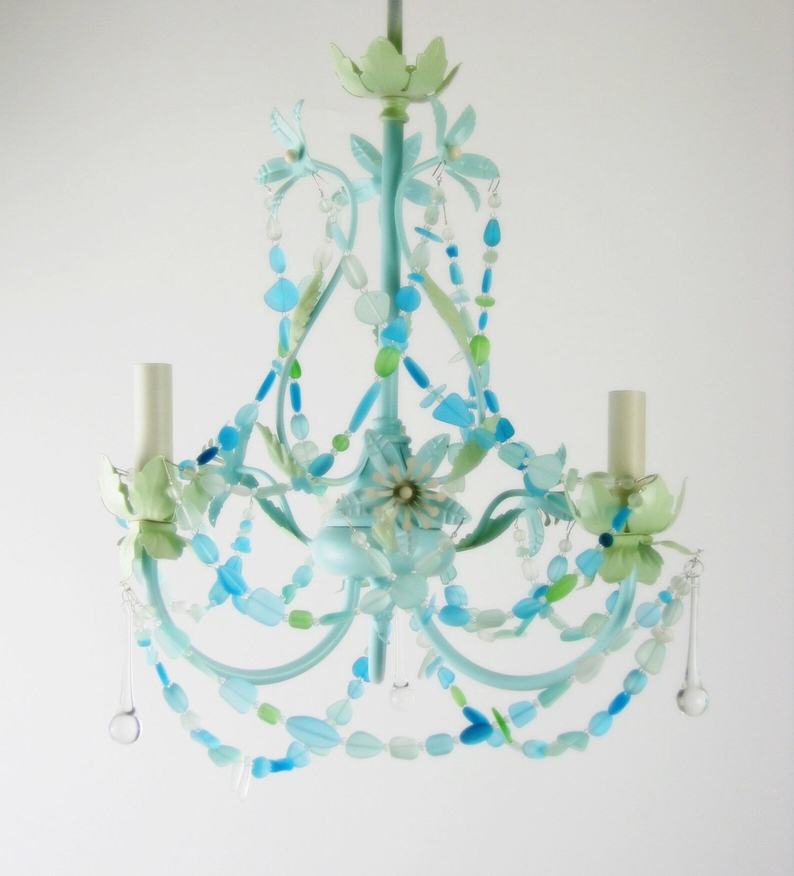 Sea Glass Lighting Fixture Chandelier Beach Cottage Chic - Etsy