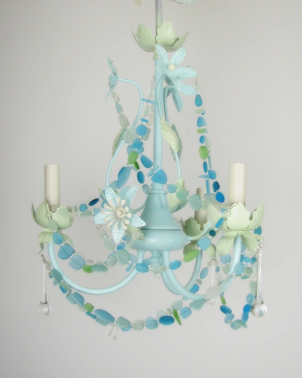 Sea Glass Lighting Fixture Chandelier Beach Cottage Chic | Etsy