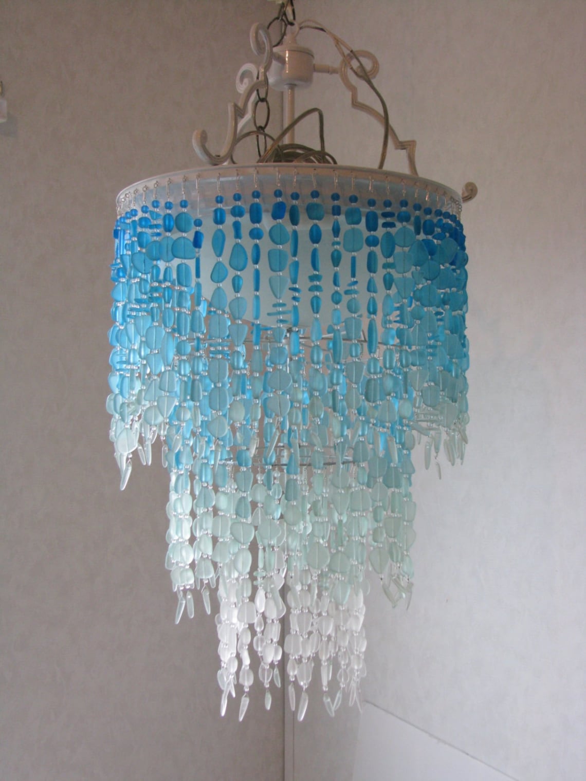Sea Glass Chandelier Lighting Fixture Flush Mount Ceiling Etsy