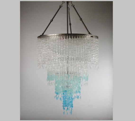 Sea Glass Chandelier Lighting Ceiling Fixture Beach Glass Coastal