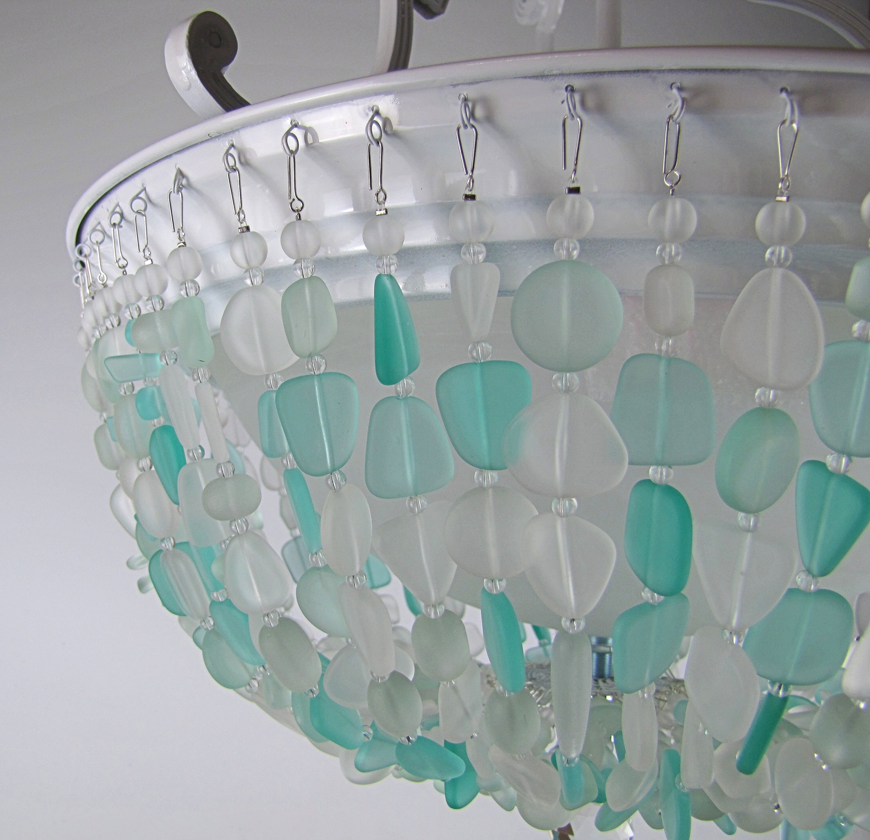 Sea Glass Chandelier Lighting Fixture Beach Glass Ceiling Fixture