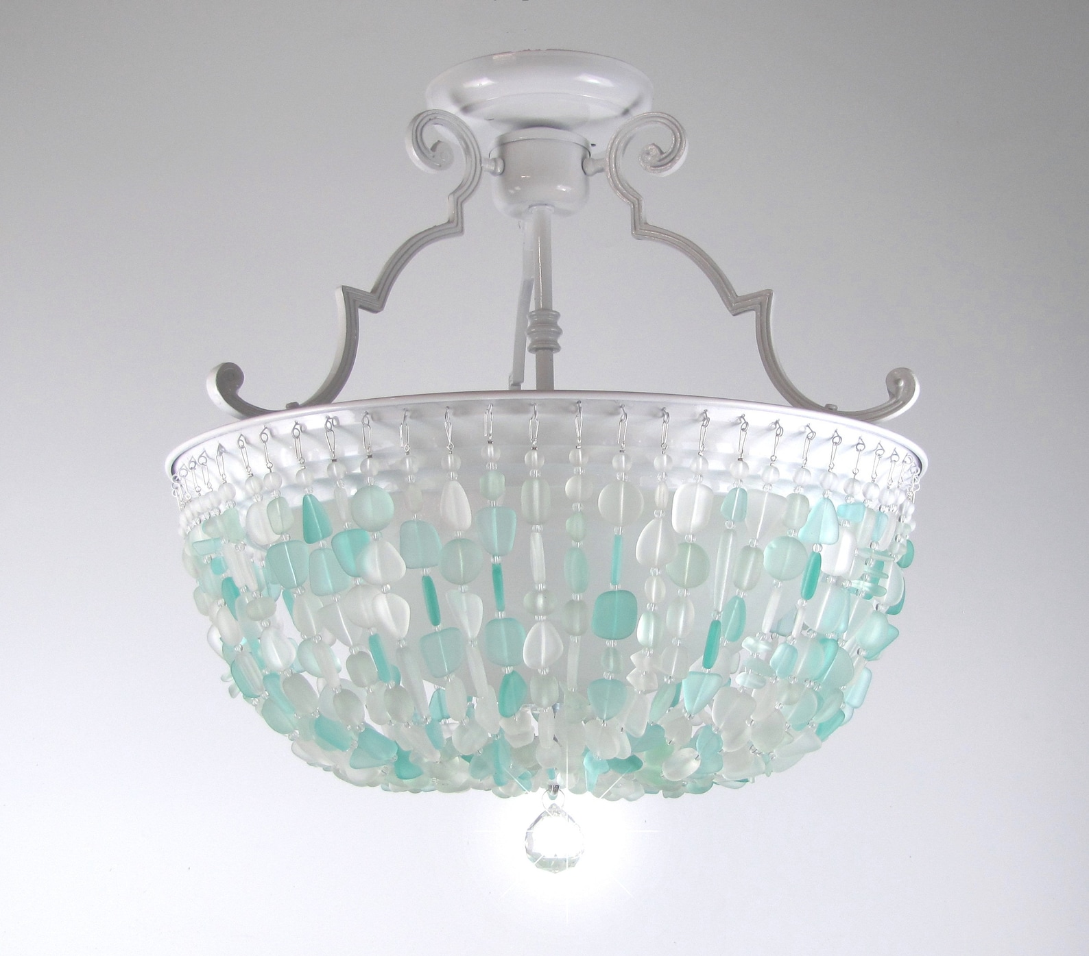 Sea Glass Chandelier Lighting Fixture Beach Glass Ceiling - Etsy
