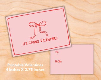Printable Valentine PDF Instant Download / It&#39;s Giving Valentine