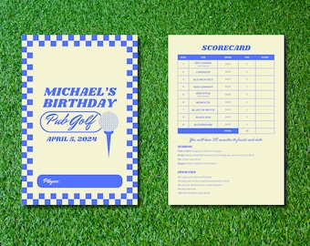 Editable Pub Golf / Bar Golf Scorecard Instant Download Fully Customizable