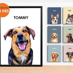 Custom Pet Portrait & Personalized Dog Wall Art or Pet Dog Wall Art DIGITAL DOWNLOAD to Print on Poster or Canvas for Dog Lover Gift