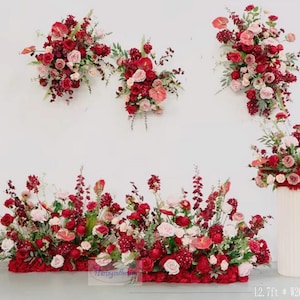 Burgundy Hot Pink Wedding Flower Arrangement: Arch, Table, Floor Decor