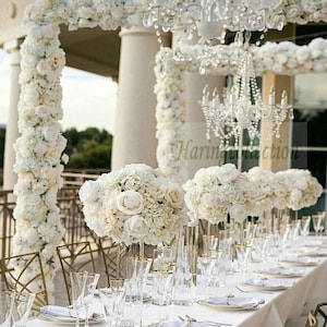 Sweetheart Hochzeit Elfenbein Creme Rosen Blume große Mittelstücke, weiße Hochzeit lange Tischblume Herzstück Floral Ball Party Home Decor