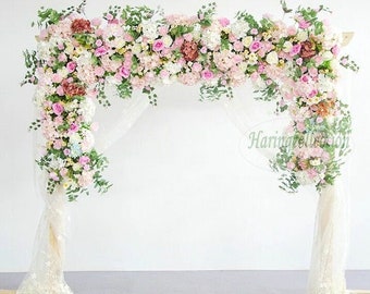 Wedding Floral Backdrop Pink Flower Garland, Shop Front Flower Garland, Cafe Front Flower Decor, Restaurant Flower Decor