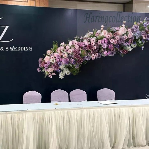 Lilac pale blush Flower Reception Table decor,Wedding aisle flowers Stairway Flower Garland, Artificial Flower Runner Wedding Arch flwoers