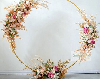 Autumn Fall Wedding Flower Garland for Round Arch, Peach Terracotta Dusty Wedding flower Swag Circular Arch, Wedding Backdrop