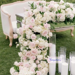 Cream Rose Sweetheart table flower Wedding aisle flowers ceremony arrangement runners corner swag baby Blush floral row