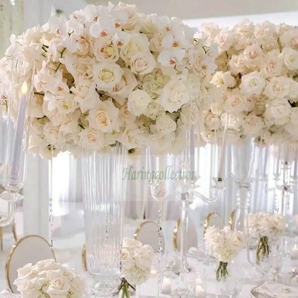 Creme Orchidee Blume große Mittelstücke, fertigen weißen Rosen Tisch Blumenball, Hochzeit Blumen Herzstück Blumen Ball Party Home Decor