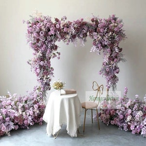 Lilac Wedding Aisle Flower Garland, taro purple flower Wedding Reception flower Archway, Artificial Flower Runner arch flower.
