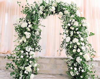 White Floral Wedding Archway: Silk Flower & Greenery Party Decor