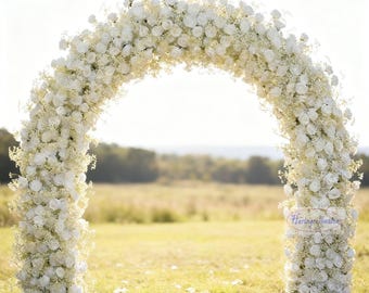 Cream Rose Wedding Arch: Baby's Breath Floral Decoration