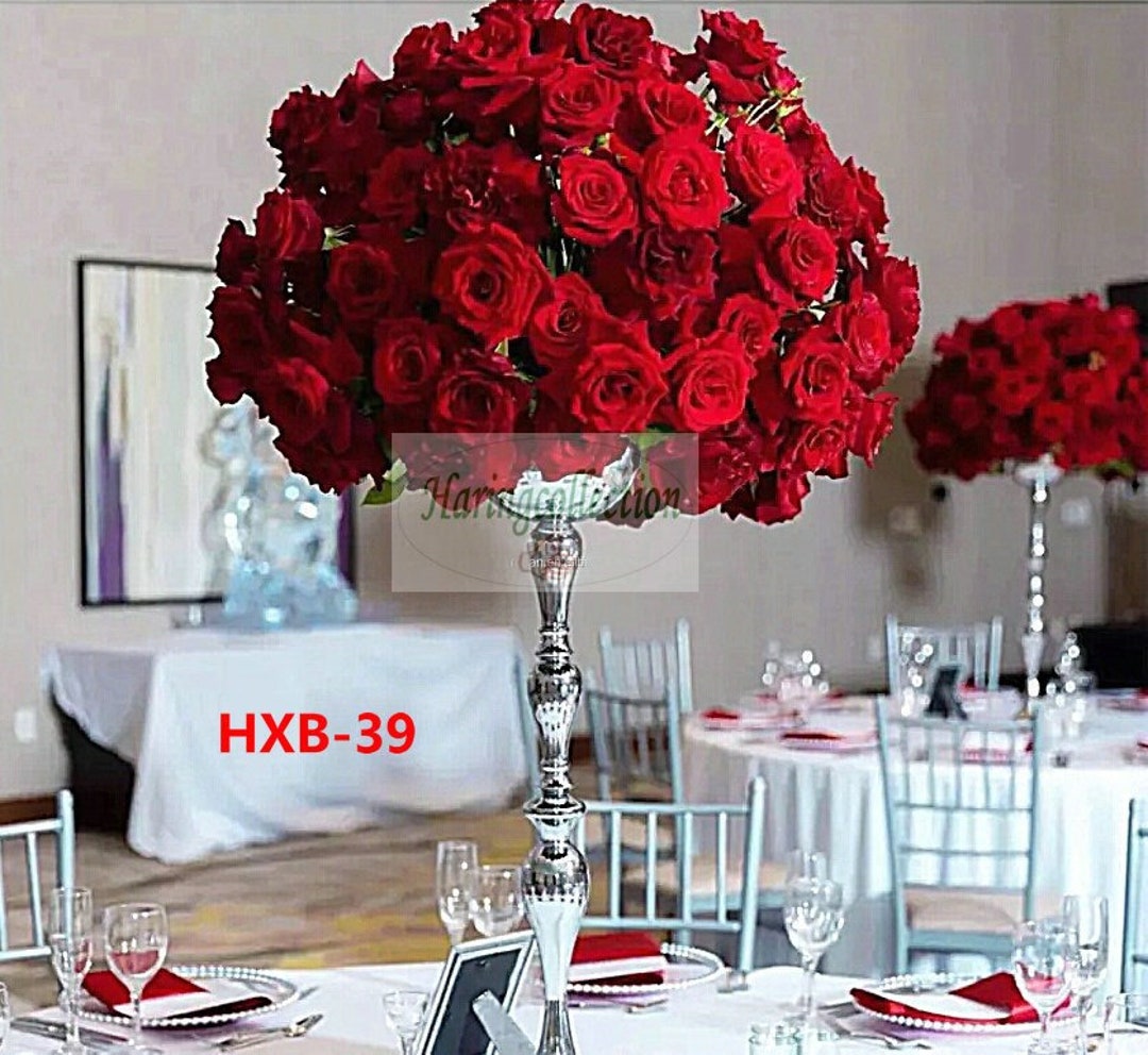 Carmine Red Flower Ball Artificial Flower Centerpiece Rose Wedding