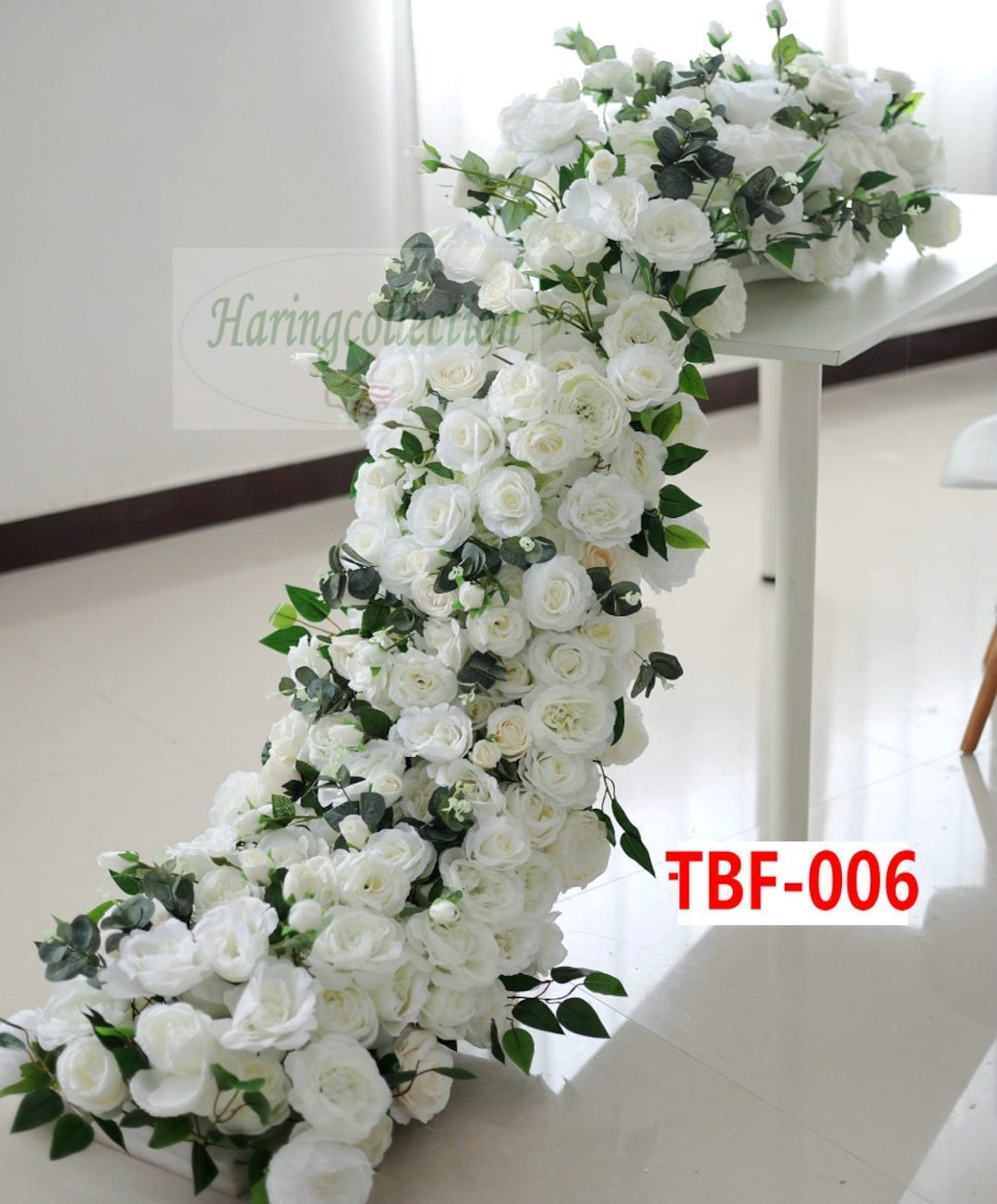 White Rose Flower Garland: Wedding Reception Aisle Table Runner - Etsy