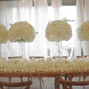Ivory White Flower Ball: Silk Peony Rose Wedding Centerpiece