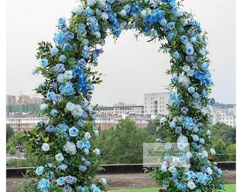 Blue Rose Dusty blue flowers Arch arrangement Boho wedding arch flowers Faux flowers wedding arrangement