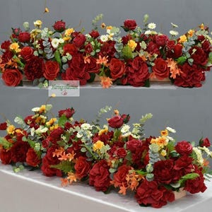 Burgundy Rose Wedding Flower Garland: Silk Floral Arrangement
