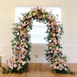 Dusty Rose Wedding Entrance Arch Flowers Archway greenery backdrop Wedding & Party background decor ArchFloral Events