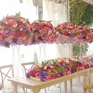 Wedding head table Centerpiece Artificial fuchisa Flower table centerpiece Cabernet floral peony rose sweetheart wedding decor